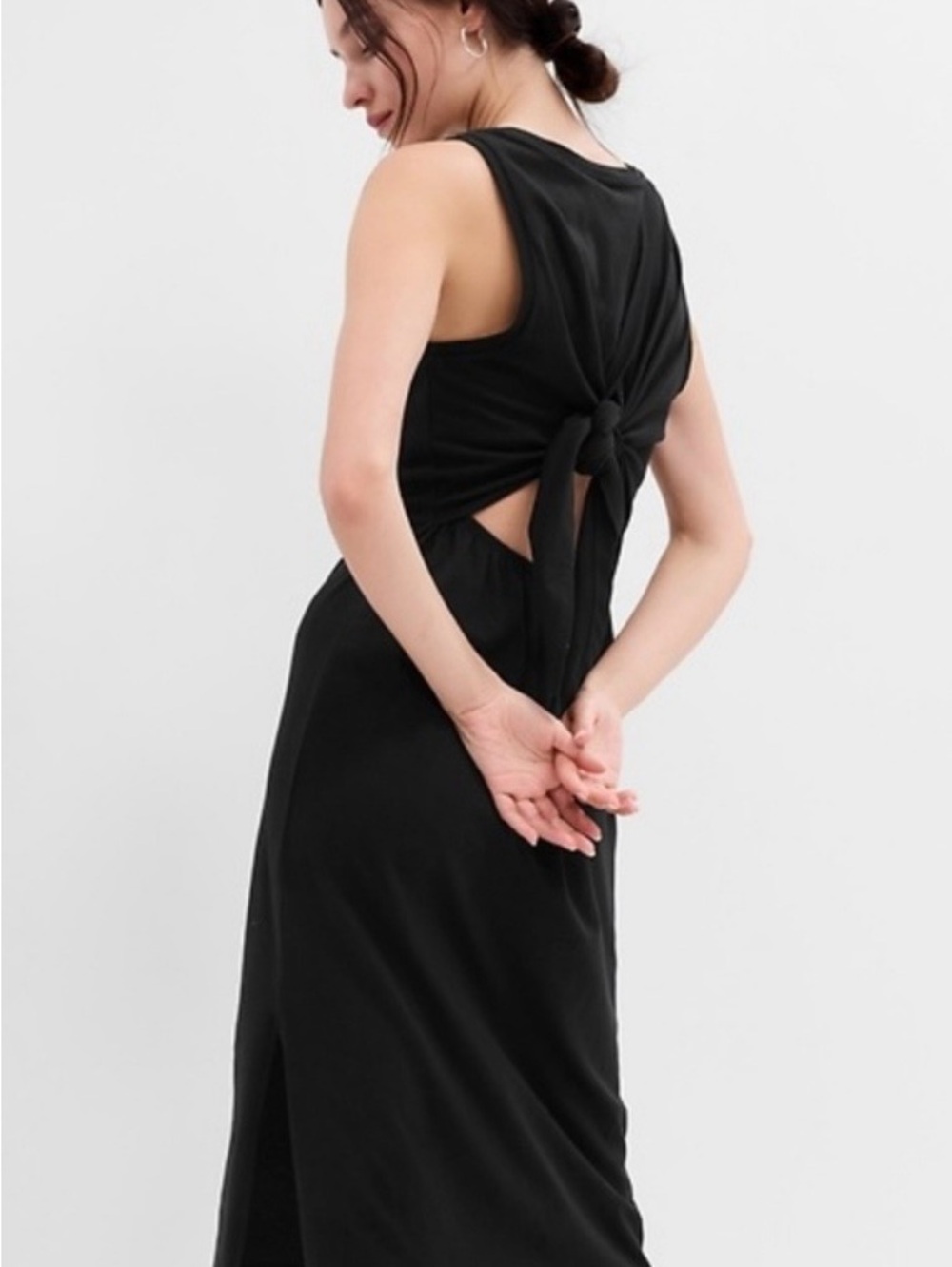 GAP Black Sleeveless Midi Dress with Back Tie